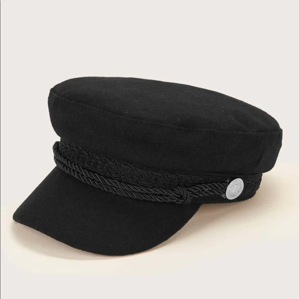 Baker boy cap hat silver button black fall - Picture 2 of 3